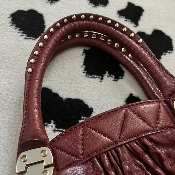 Elliott Lucca | Brown Leather Hobo Bag with Nailhead Detail - Picture 3 of 6